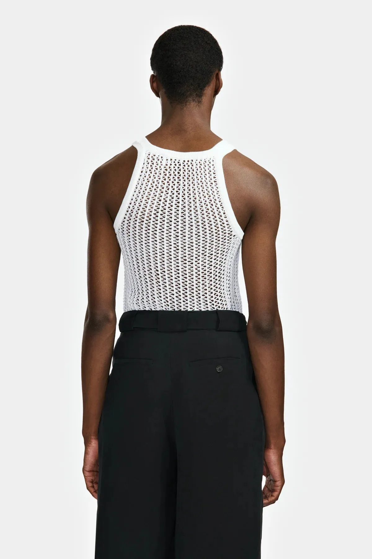 Louis Gabriel Nouchi NET STITCH KNITTED TANK TOP WHITE