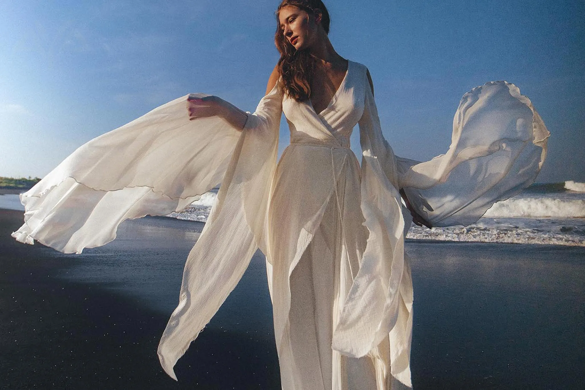 Makosh Goddess Dress • Off-White Organic Wedding Dress • Multiway Boho Wrap Dress