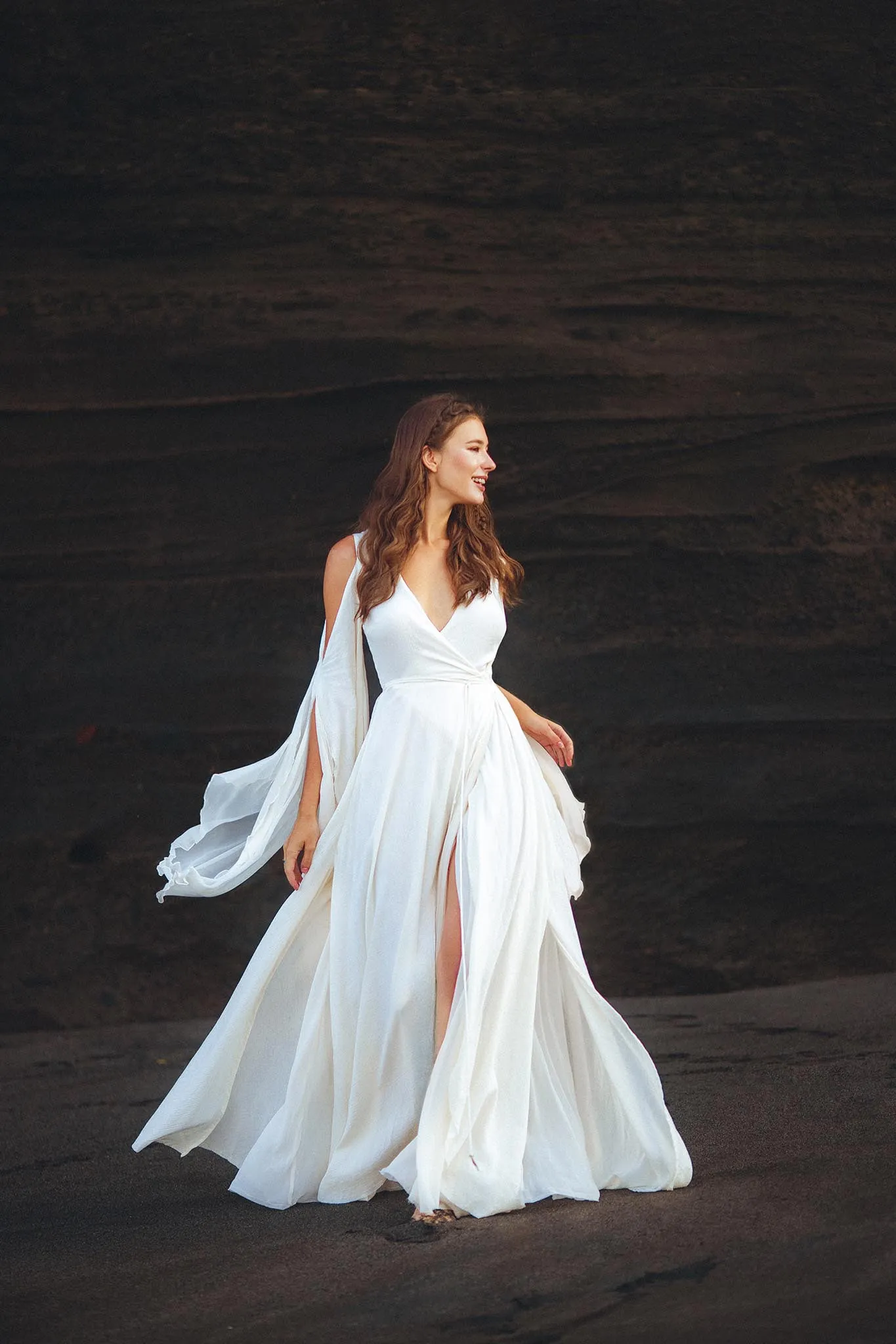 Makosh Goddess Dress • Off-White Organic Wedding Dress • Multiway Boho Wrap Dress