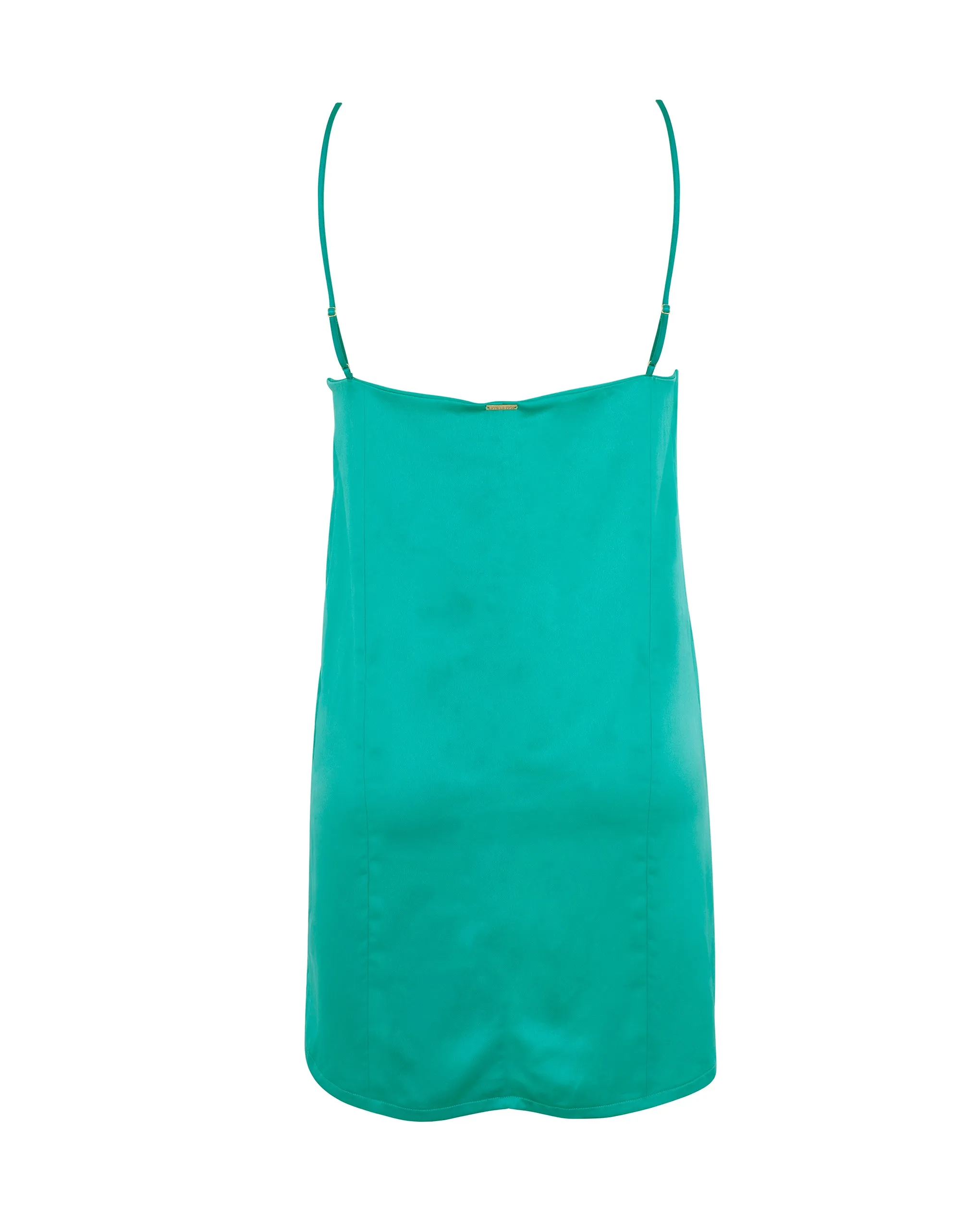 Margot Luxury Satin Short Chemise Columbia Green