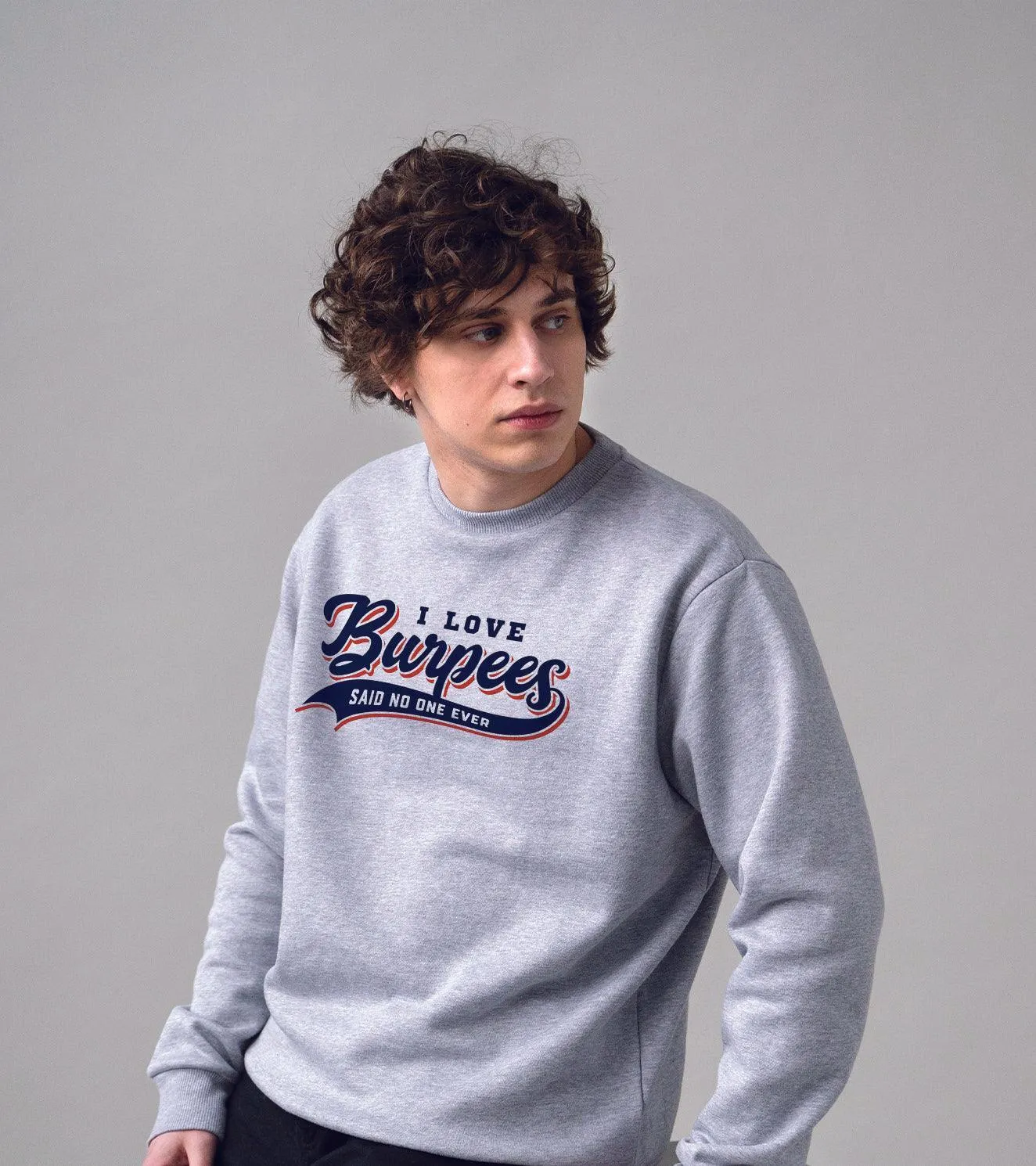 Men's burpee Classic Crew Sweatshirt (Grey melange)