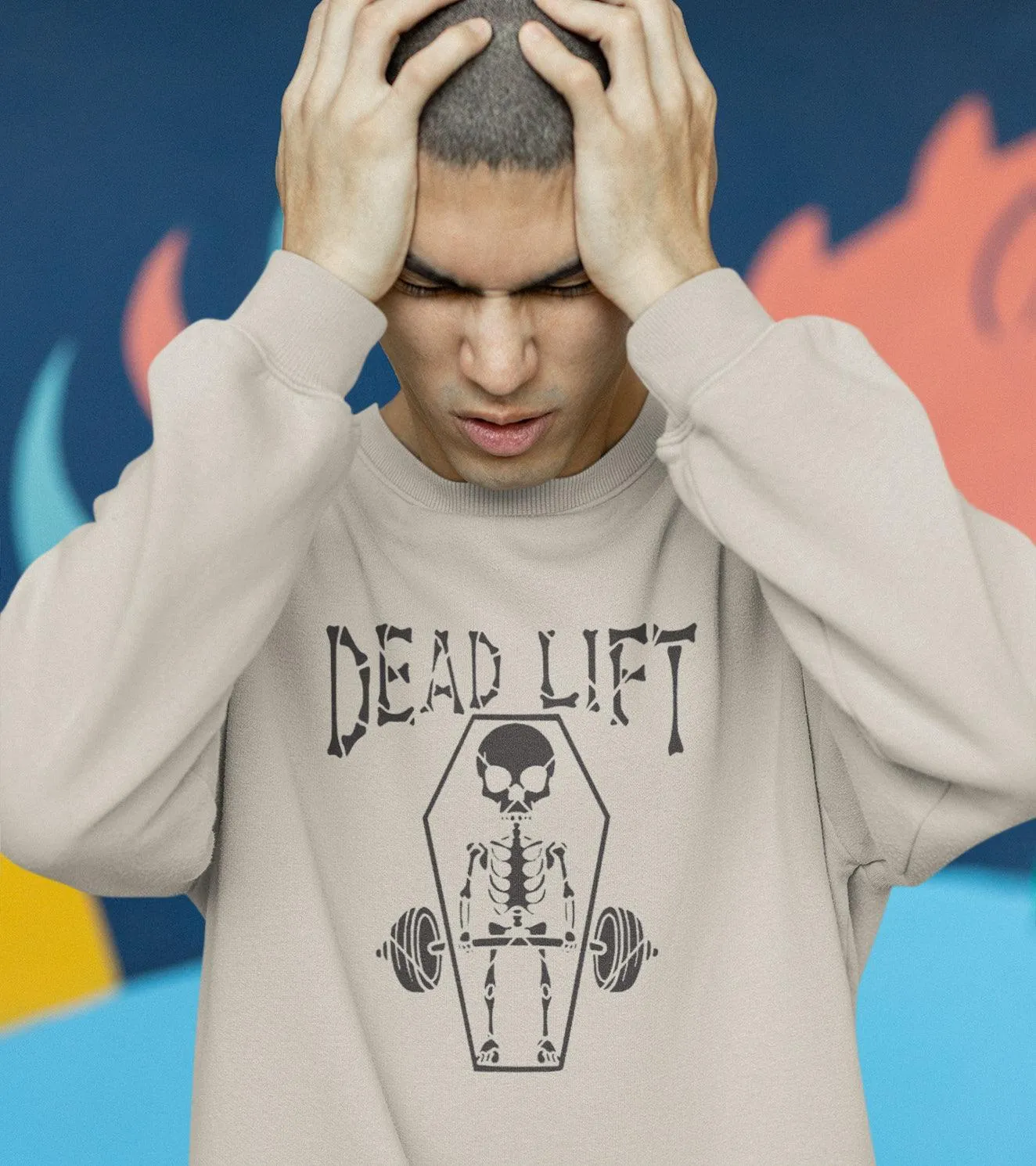 Men's Deadlift Crew Sweatshirt (Stone colour)