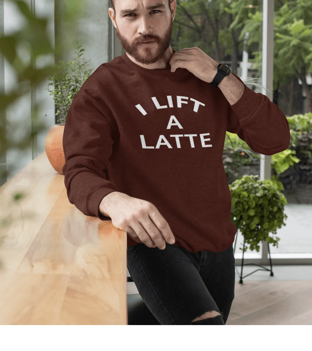 Men's I Lift A Latte Sweatshirt (Brown)