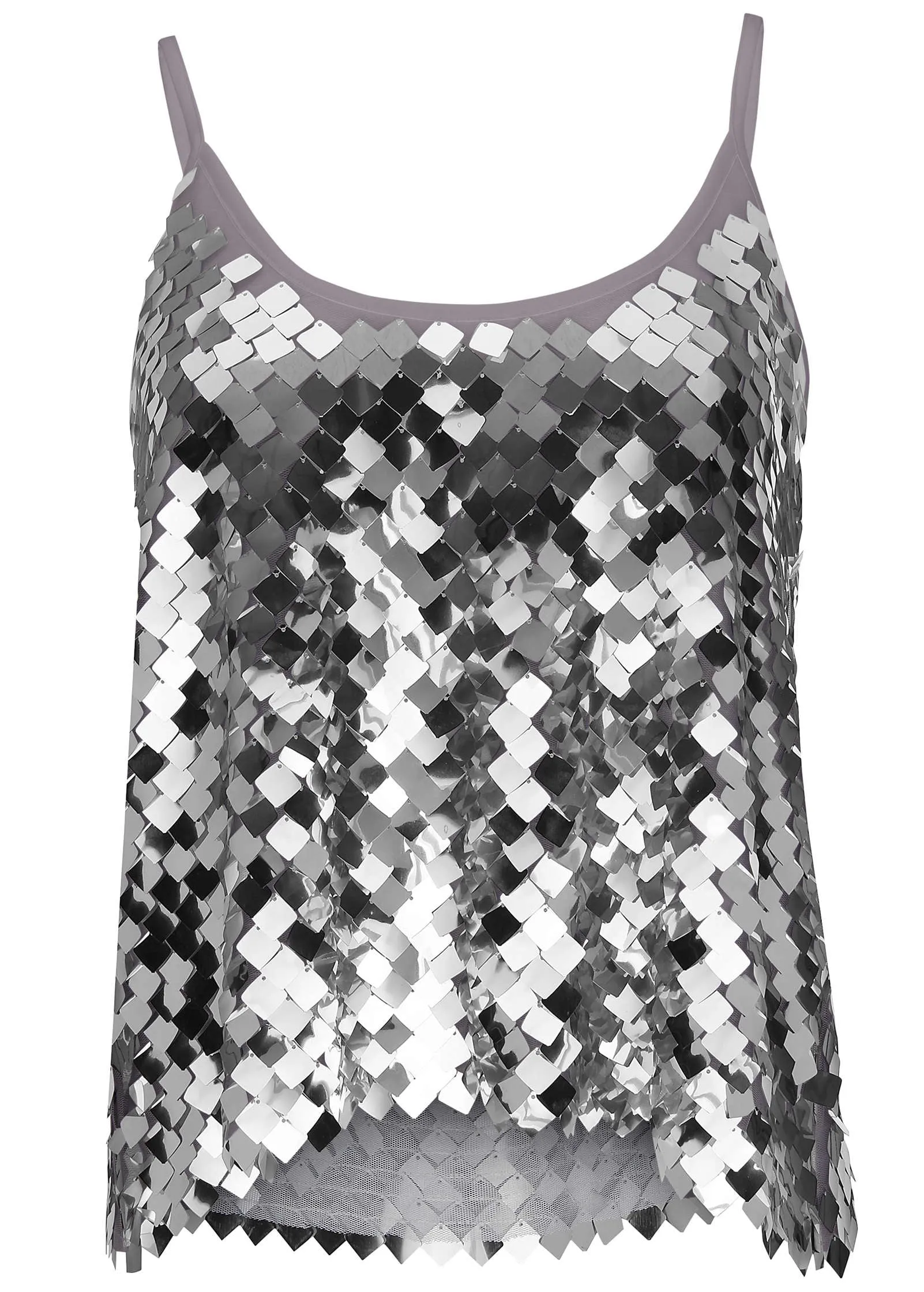 Mirror Sequin Tank - Mirrored Mesh Sequins