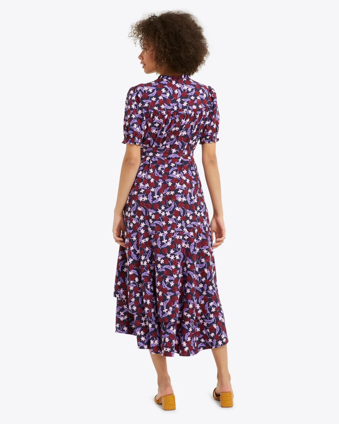 Naomi Wrap Dress in Plum Floral