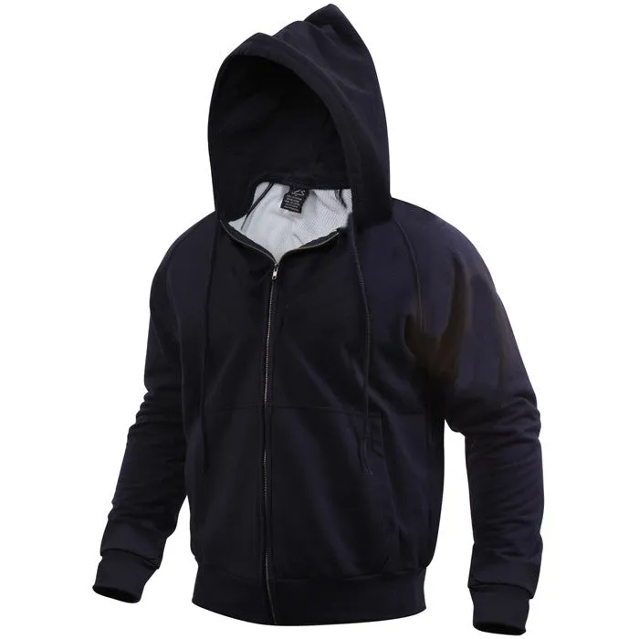 Navy - Thermal-Lined Zipper Hooded Sweatshirt