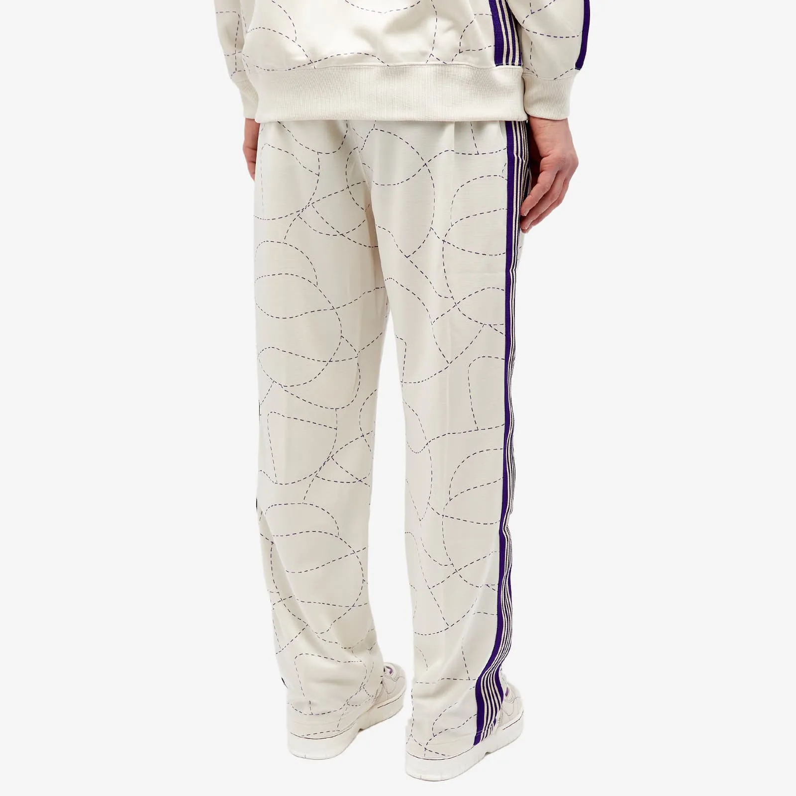 Needles Dc Printed Poly Smooth Sweatpants, Ivory