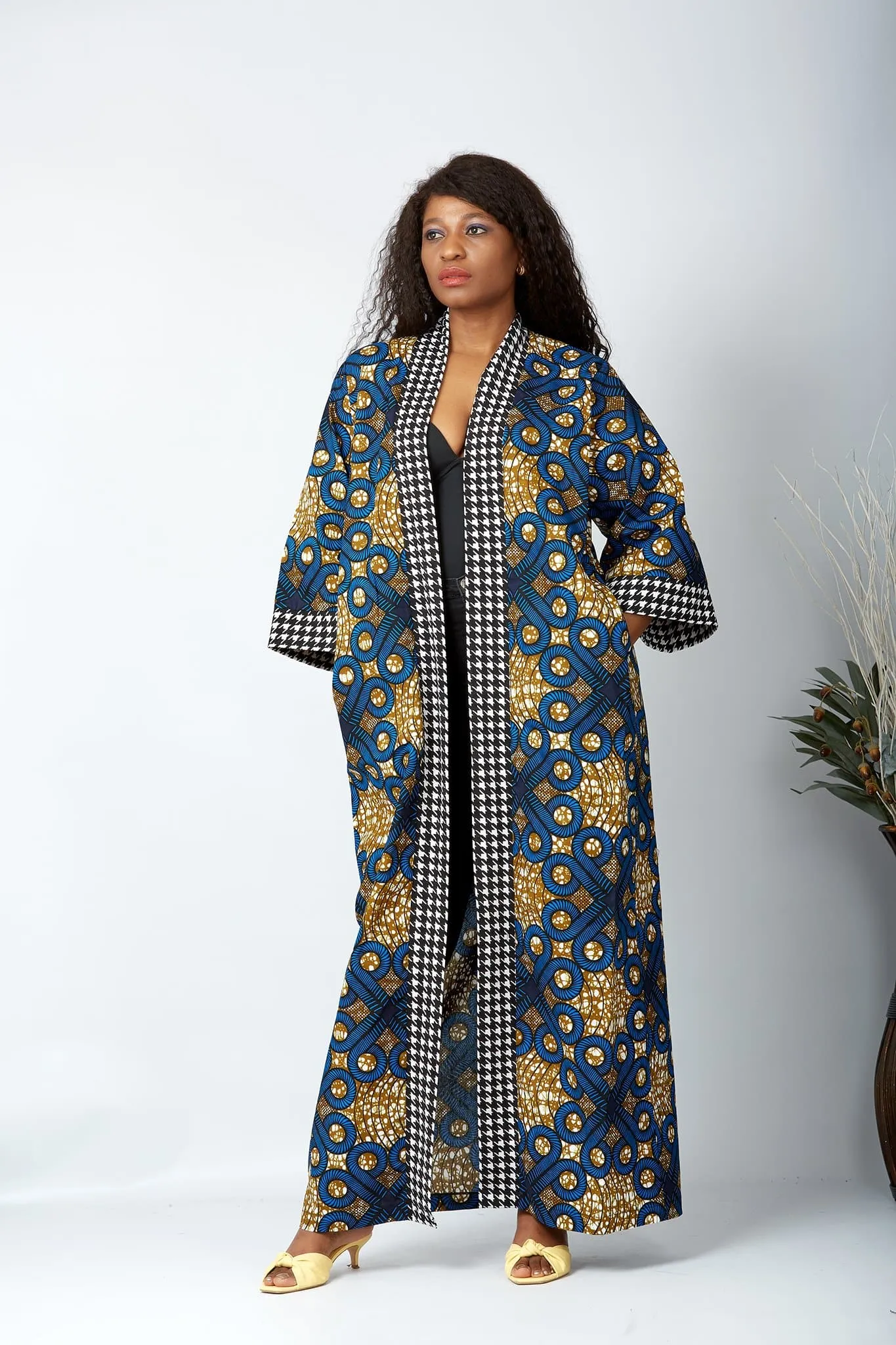 New in African Print Long Kimono Jacket - Delaware