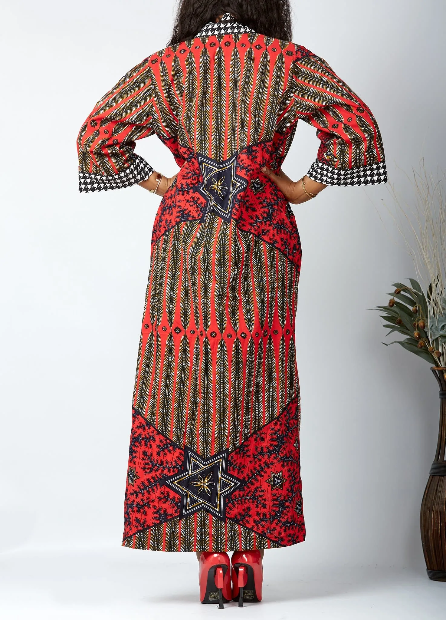 New in African Print Long Kimono Jacket - Ikoyi