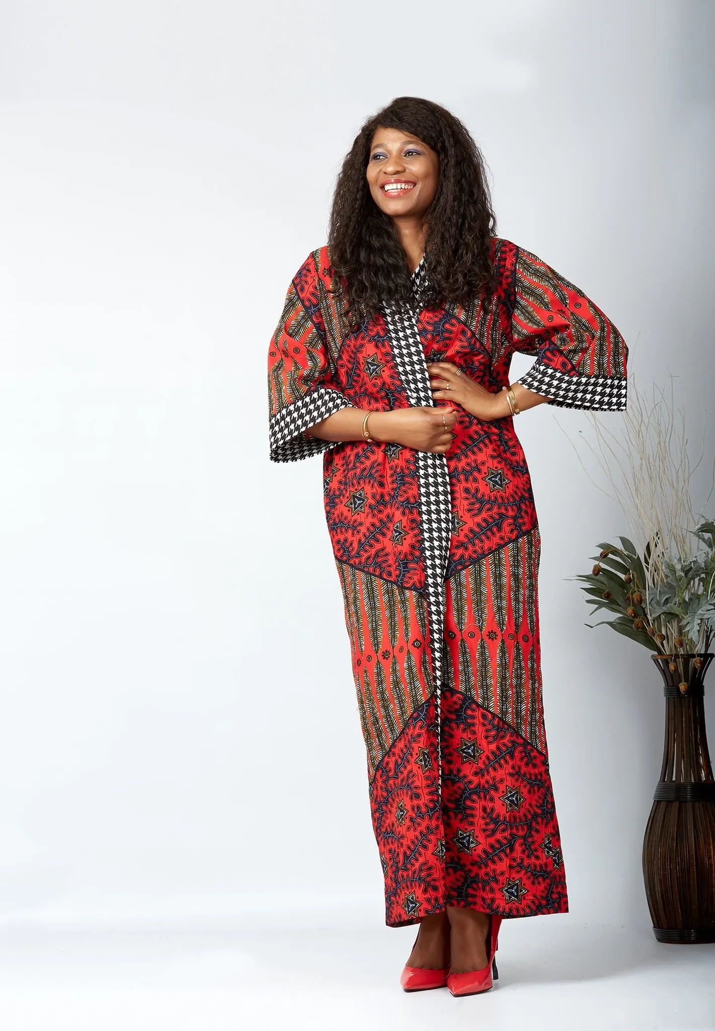 New in African Print Long Kimono Jacket - Ikoyi