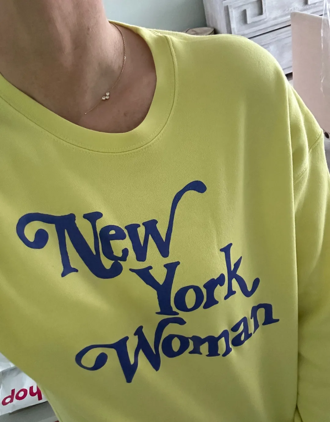 New York Woman Sweatshirt - Neon Yellow/Blue