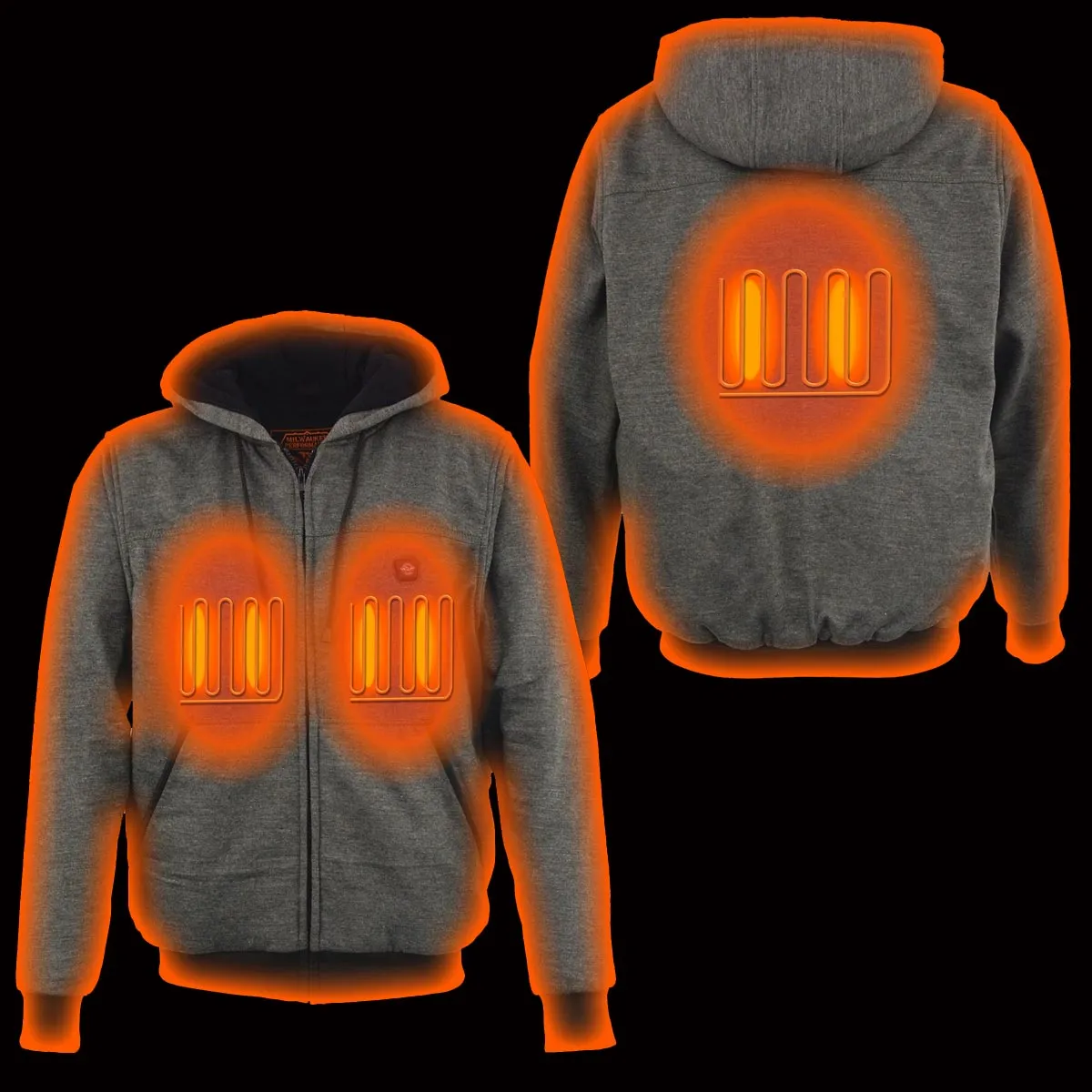 Nexgen Heat MPM1717DUAL Technology Men's “Fiery’’ Heated Hoodie- Black Sweatshirt Jacket for Winter w/ Battery Pack