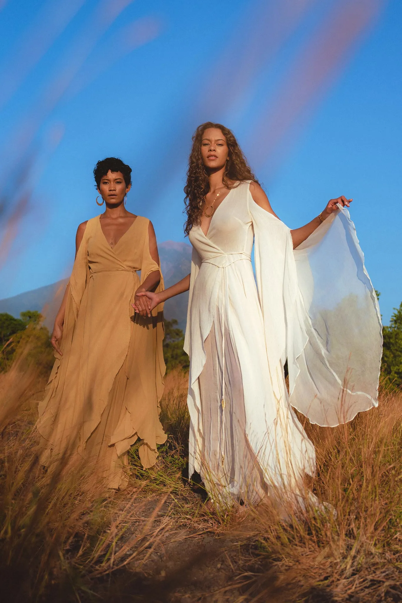 Ochre Makosh Goddess Dress • Fairy Wings Dress • Light Cotton Formal Dress