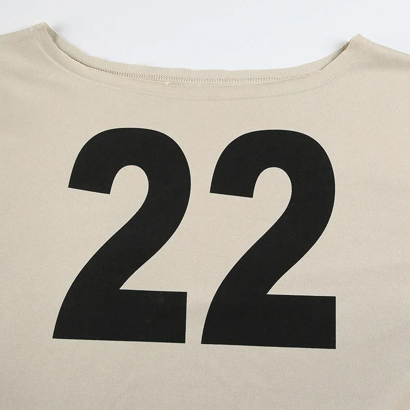 Off-Shoulder "22" Graphic Sweatshirt