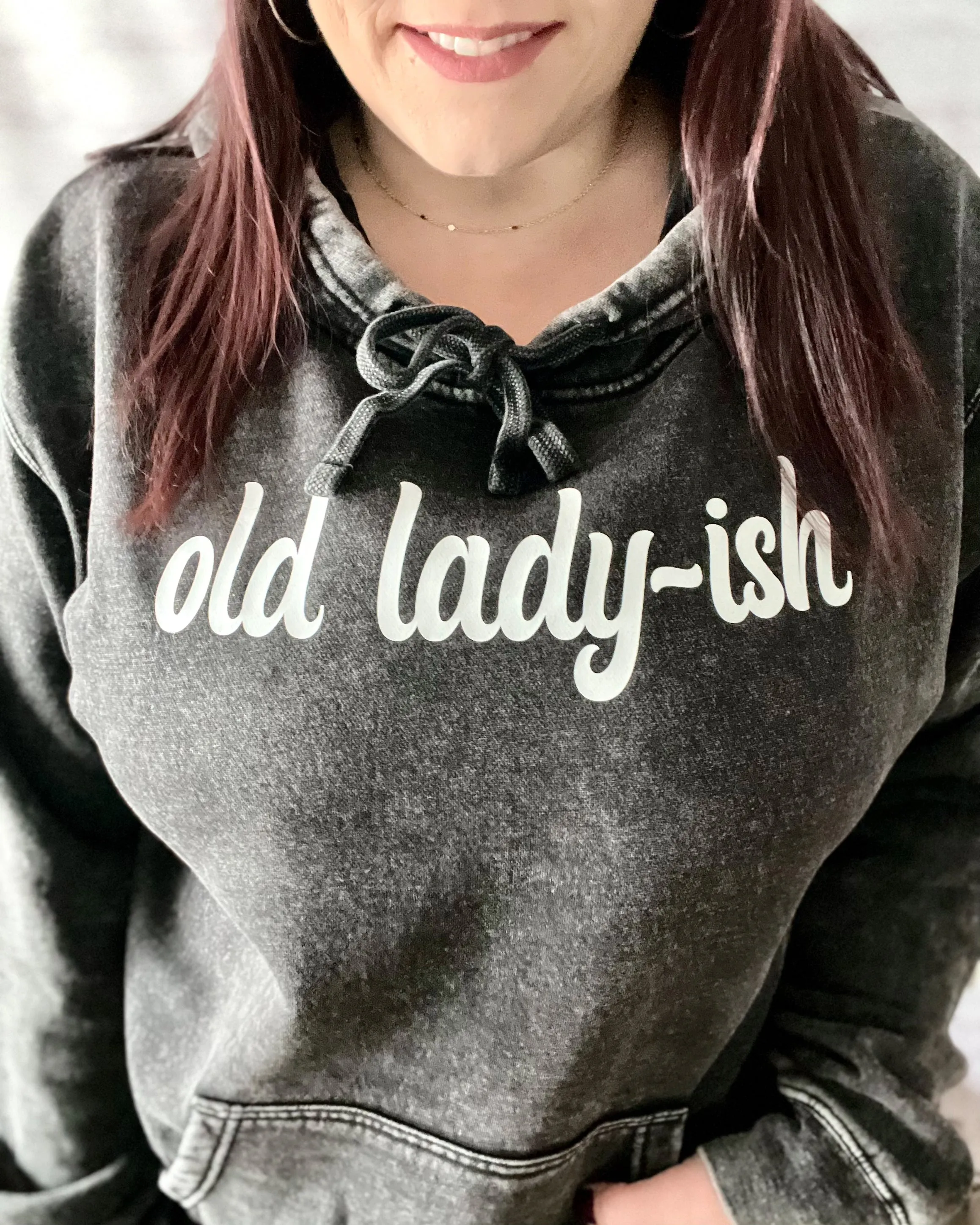 old lady-ish | mineral wash hooded sweatshirt