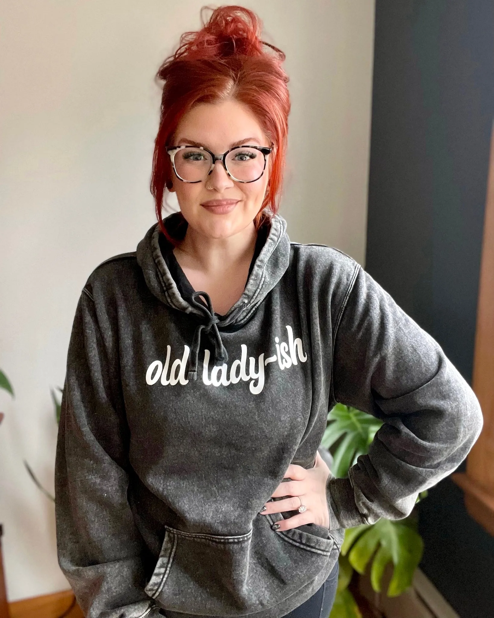 old lady-ish | mineral wash hooded sweatshirt