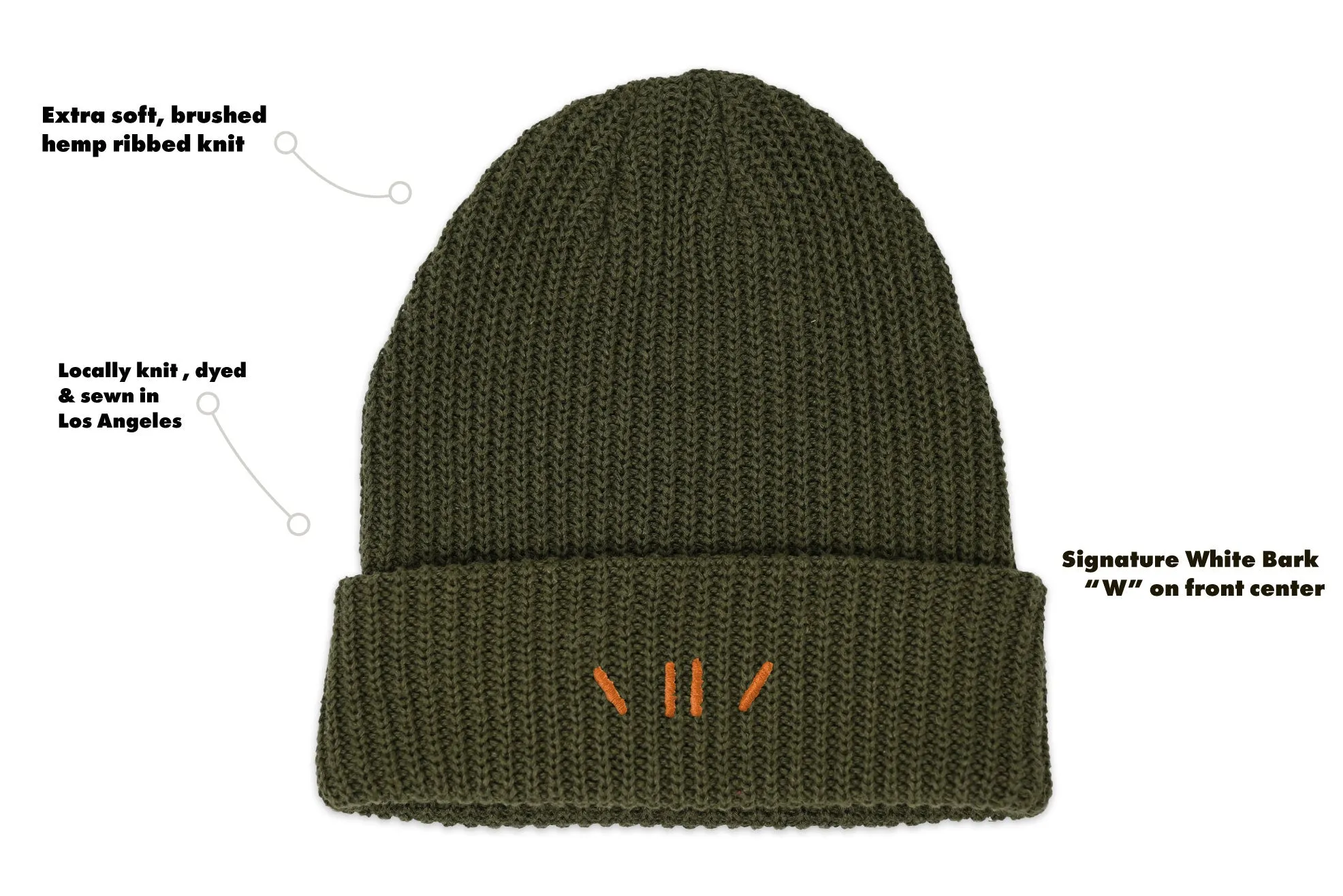 Olive Hemp Ribbed Beanie