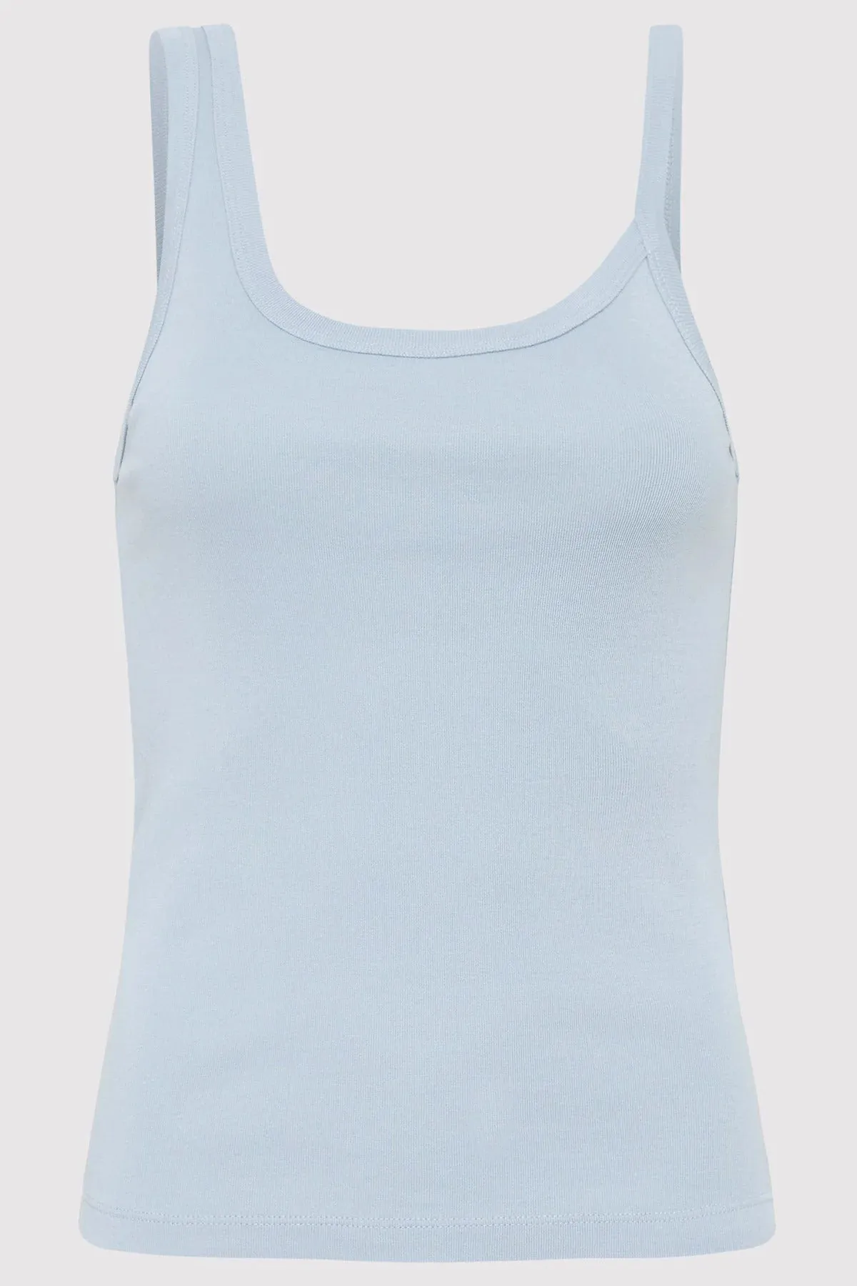 ORGANIC COTTON ASSYMETRIC TANK - STONE BLUE