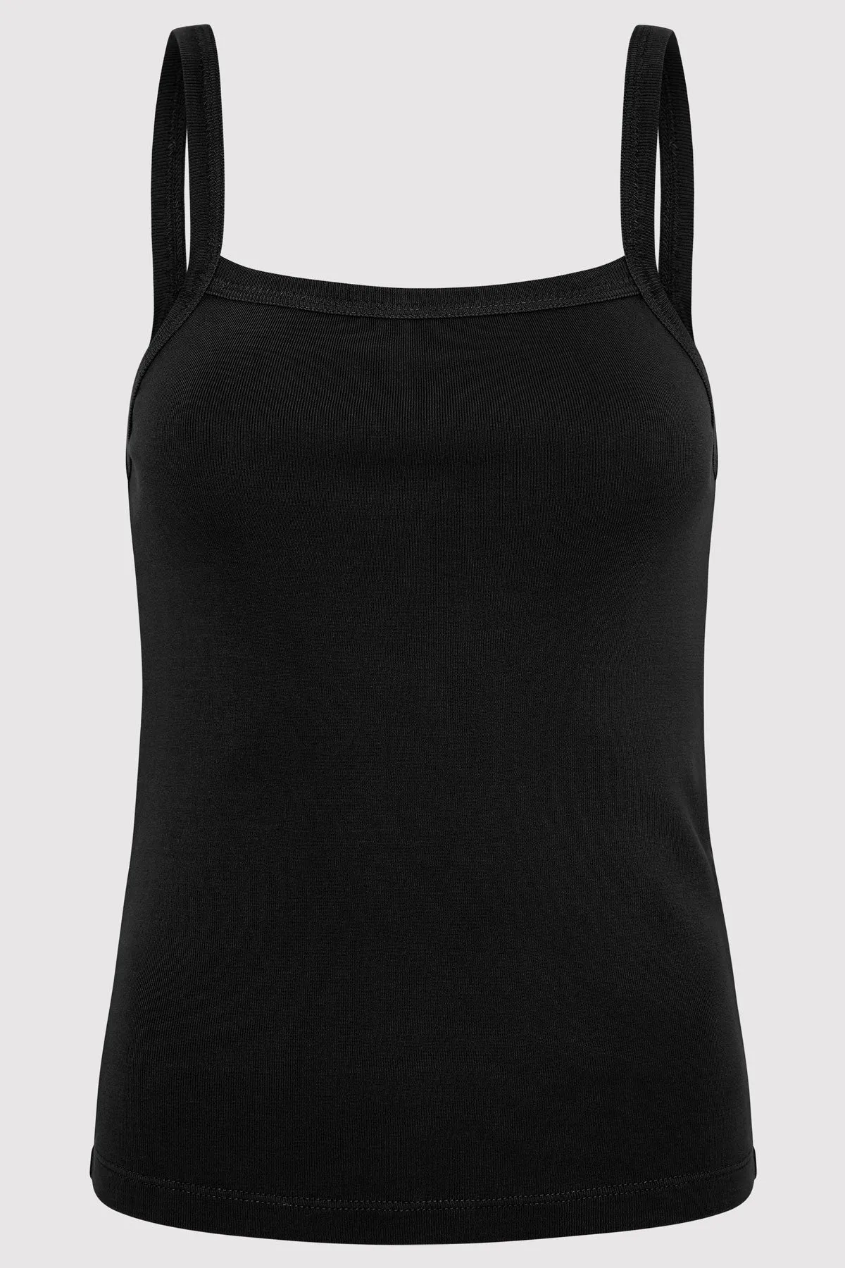 ORGANIC COTTON SQUARE NECK TANK - BLACK