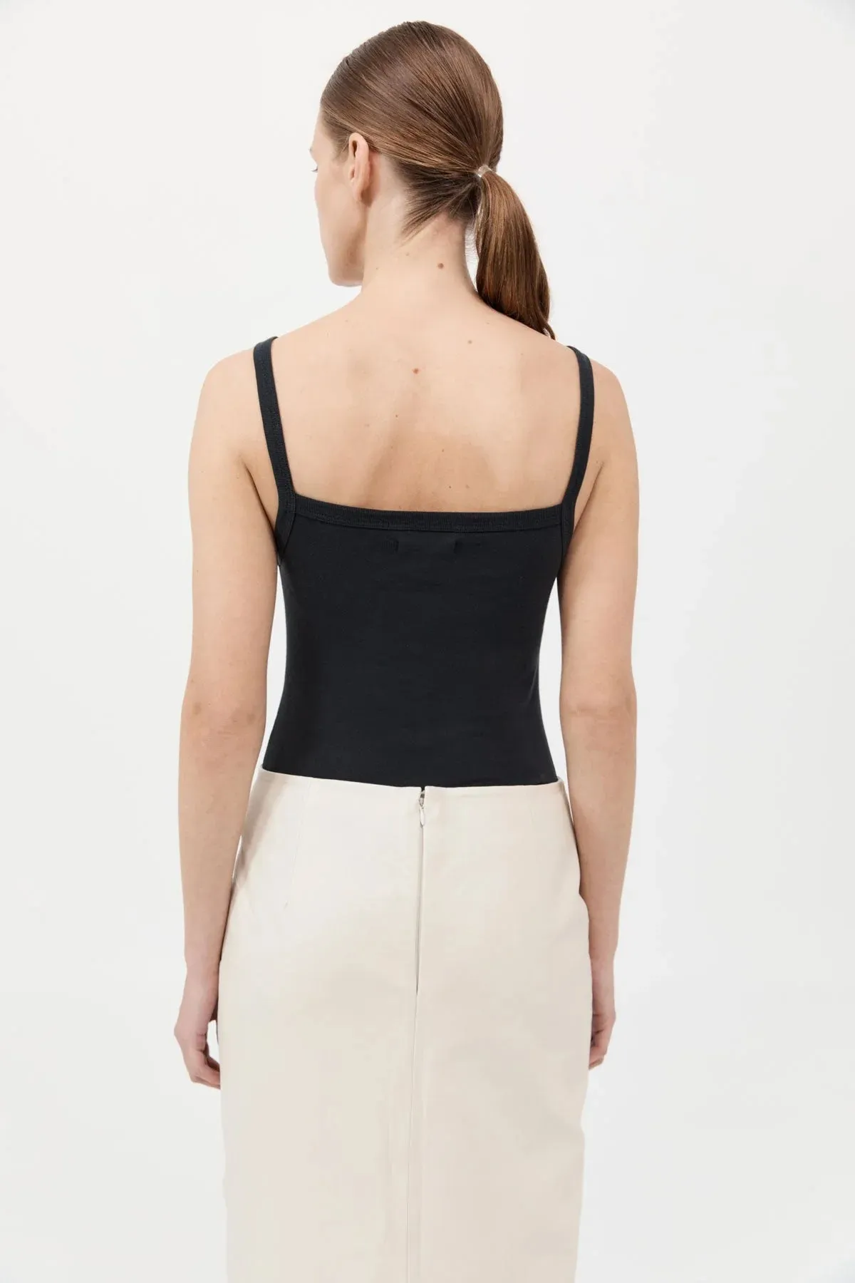 ORGANIC COTTON SQUARE NECK TANK - BLACK