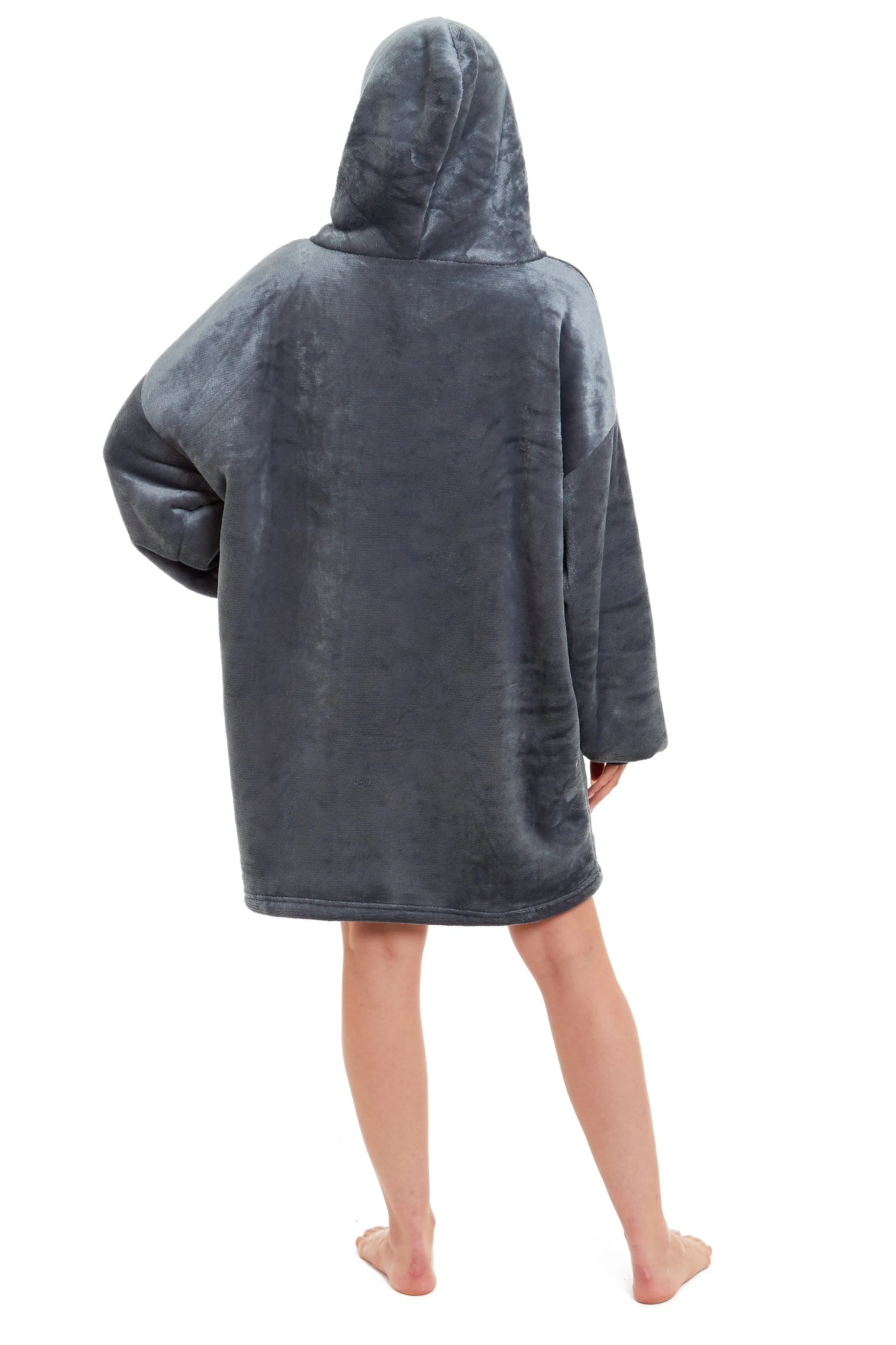 Oversized Reversible Sherpa and Plush Fleece Hooded Blanket Grey and Pink Ultimate Warmth and Comfort Hoodie for Adults and Kids by Daisy Dreamer