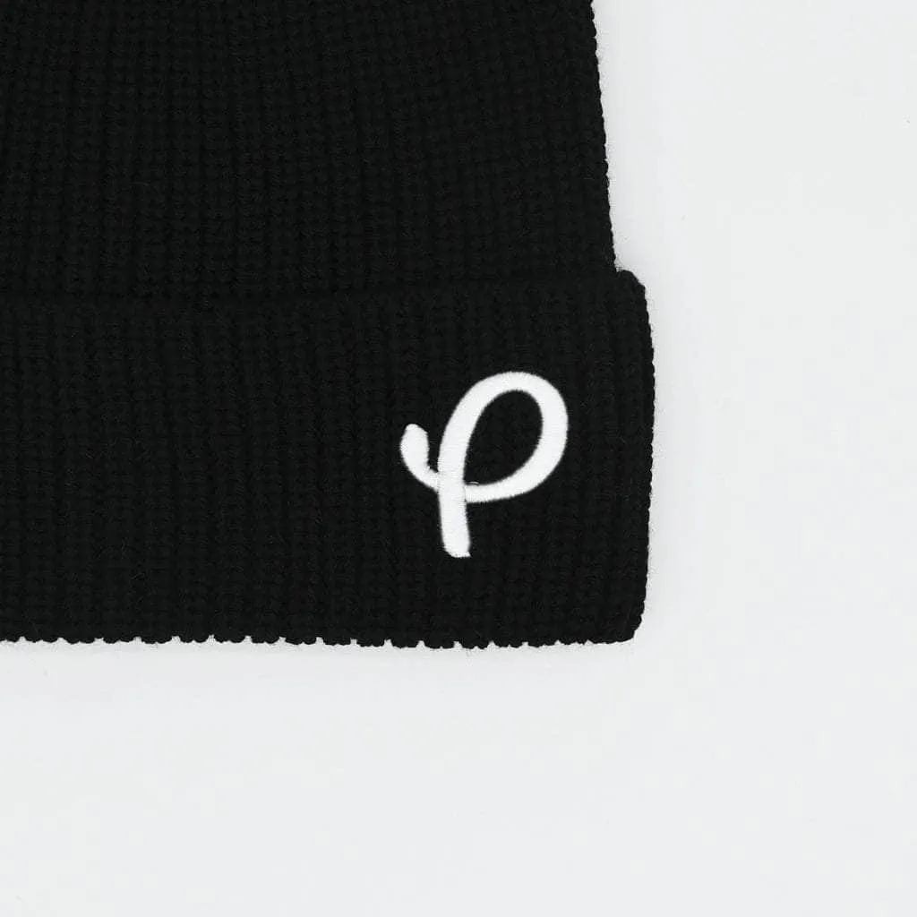 P Stitched Logo Beanie Black