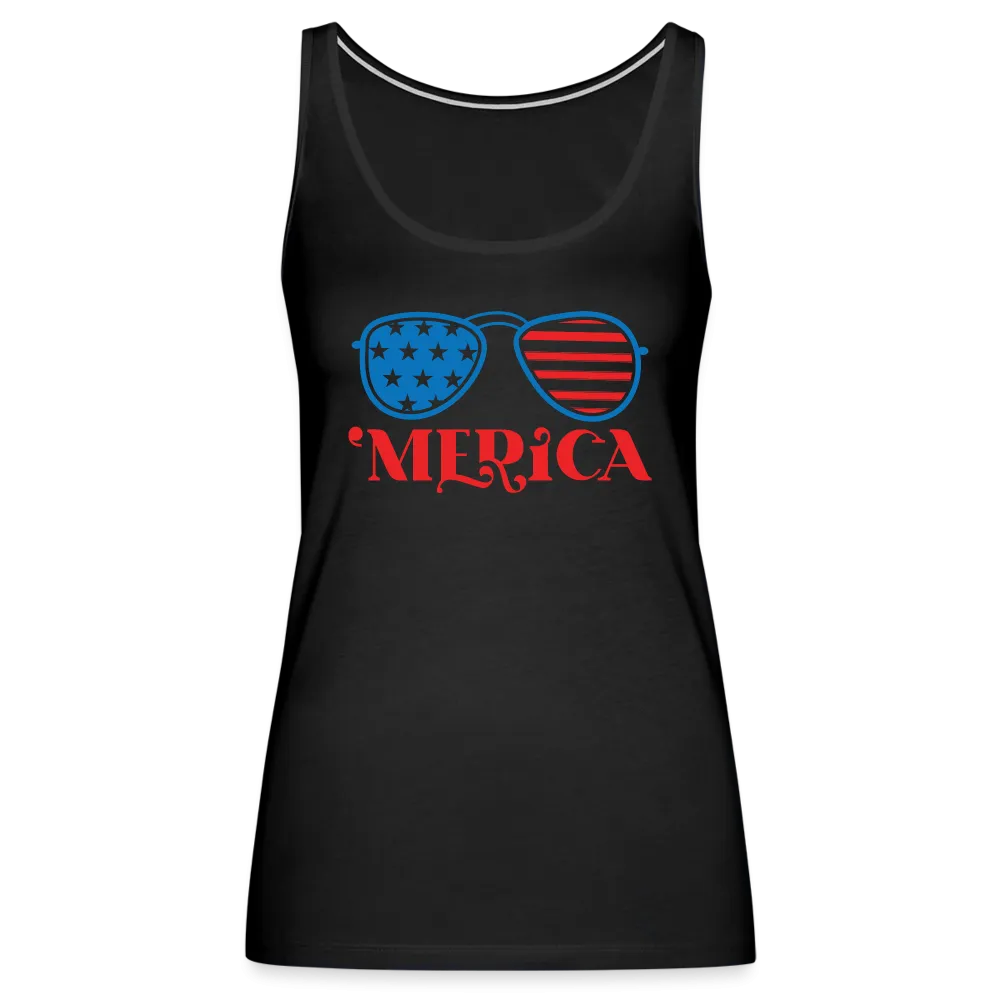 Patriotic Shades of 'Merica: Premium Women's Tank Top with Flag-Inspired Sunglasses