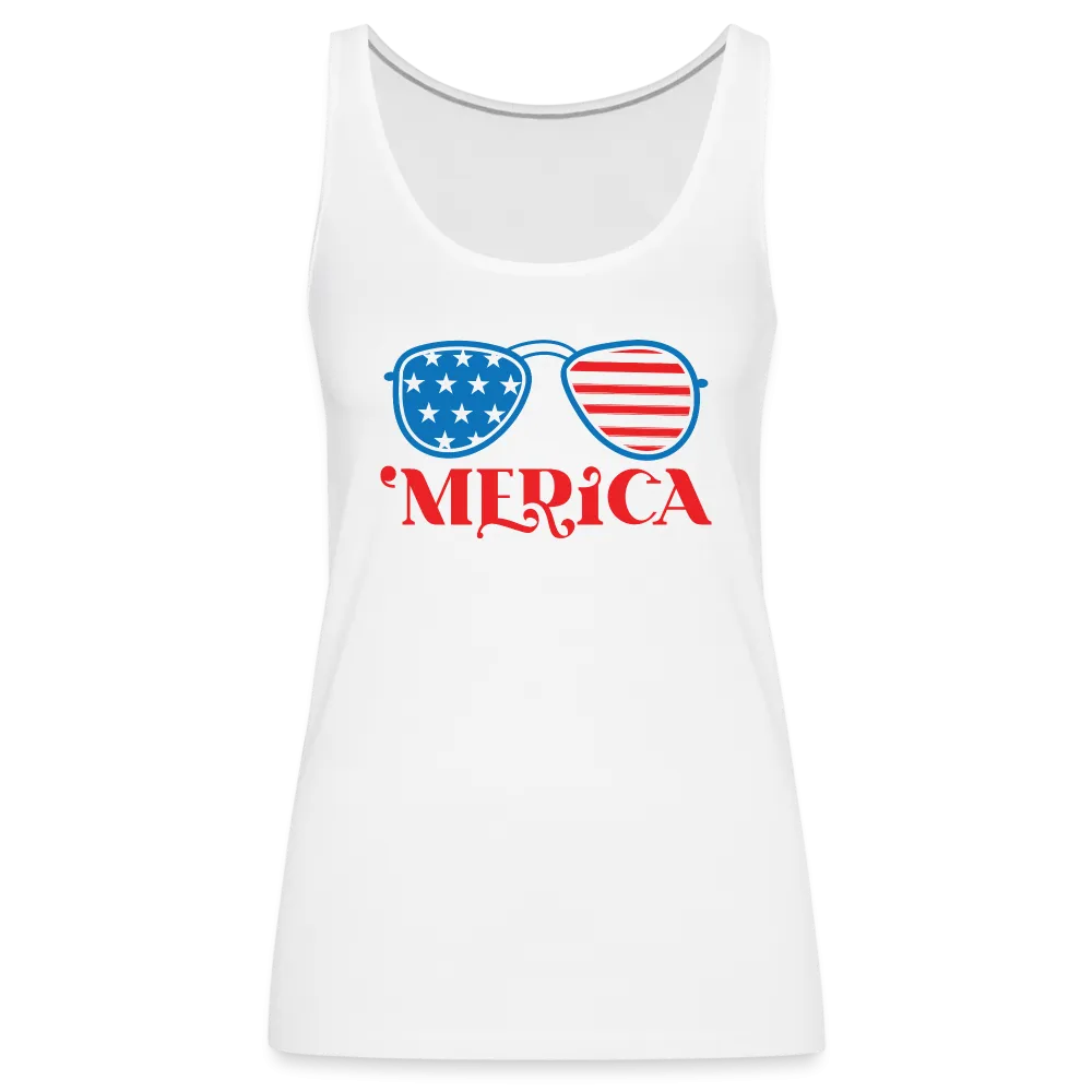 Patriotic Shades of 'Merica: Premium Women's Tank Top with Flag-Inspired Sunglasses