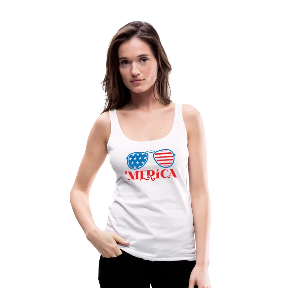 Patriotic Shades of 'Merica: Premium Women's Tank Top with Flag-Inspired Sunglasses