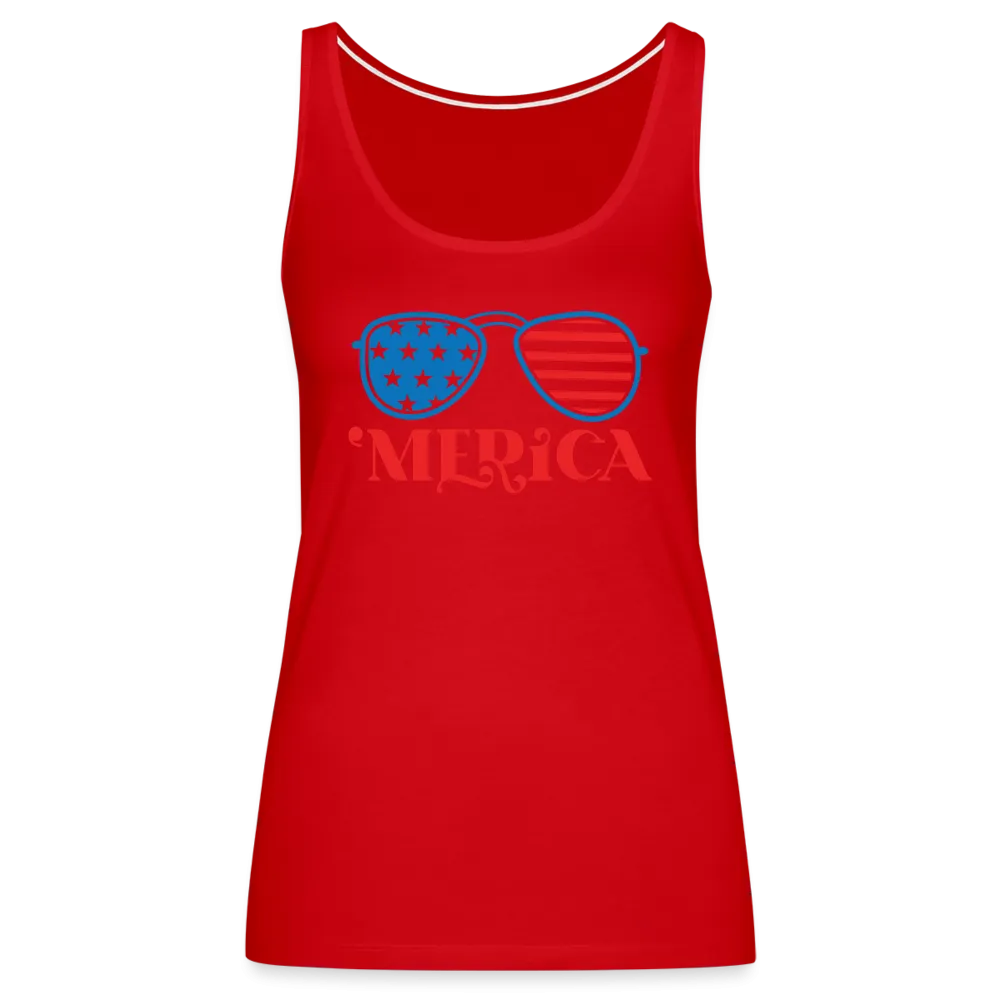 Patriotic Shades of 'Merica: Premium Women's Tank Top with Flag-Inspired Sunglasses