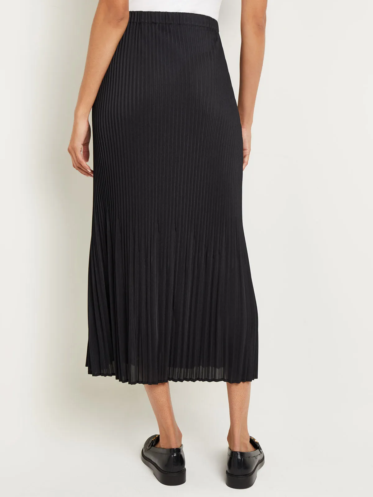 Pleated Crepe de Chine Maxi Skirt