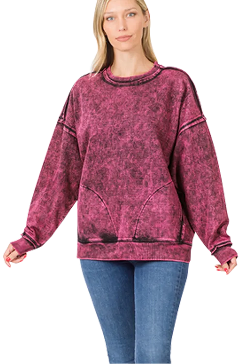 Plum Mineral Wash Sweatshirt