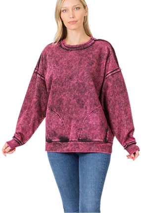 Plum Mineral Wash Sweatshirt