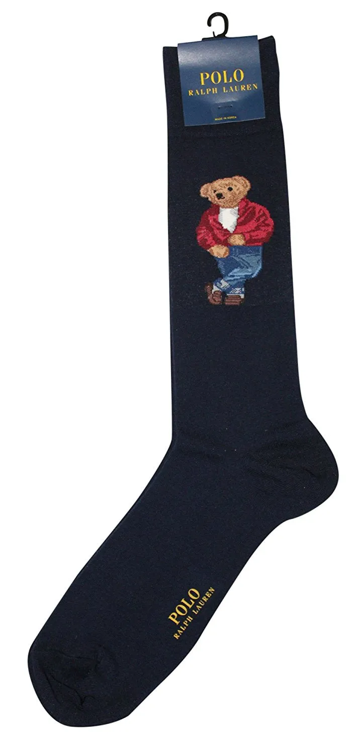 Polo Ralph Lauren Men's James Dean Bear Solid Casual Dress Sock