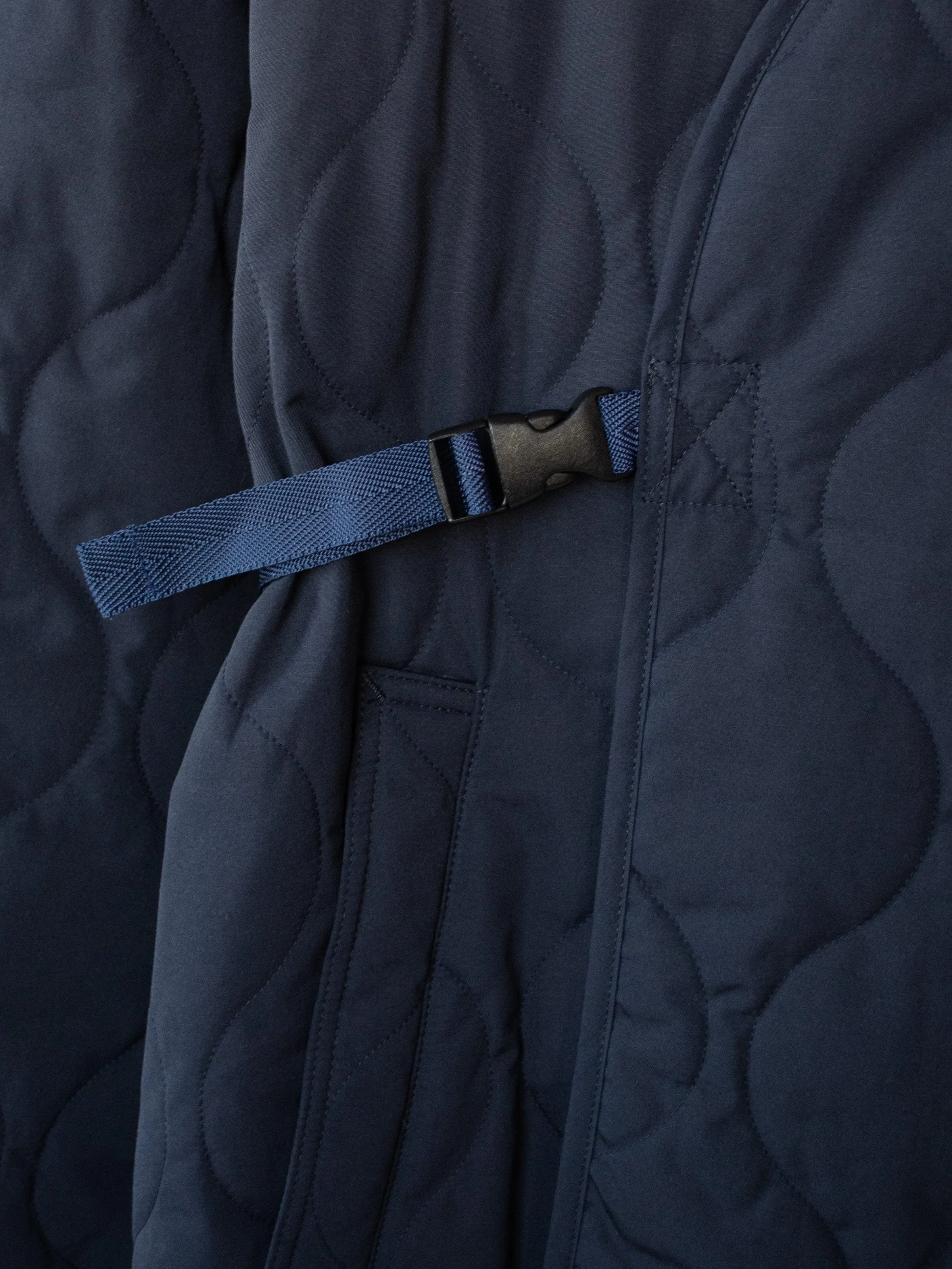 Quilted Liner Buckle Jacket - Navy