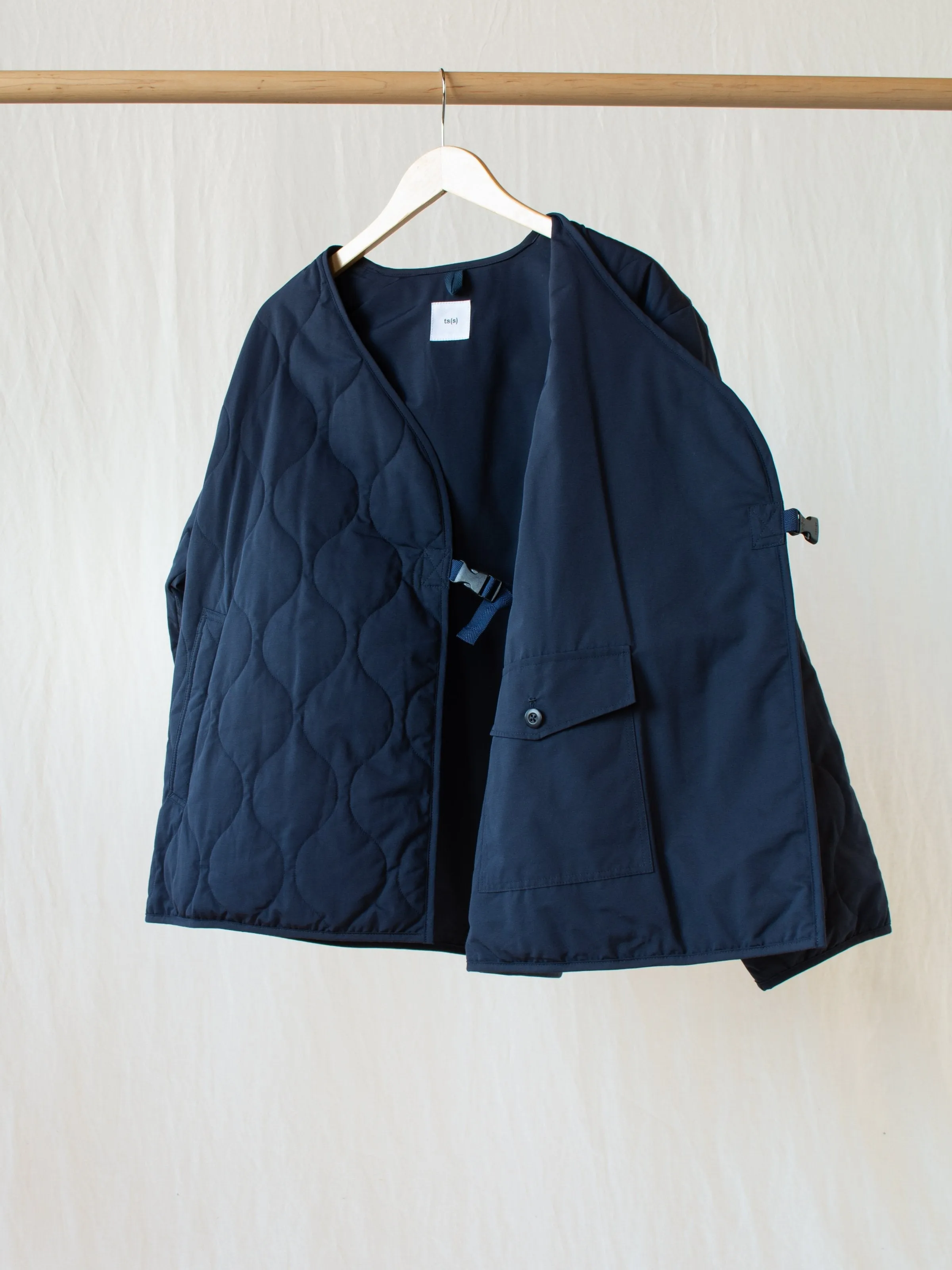 Quilted Liner Buckle Jacket - Navy