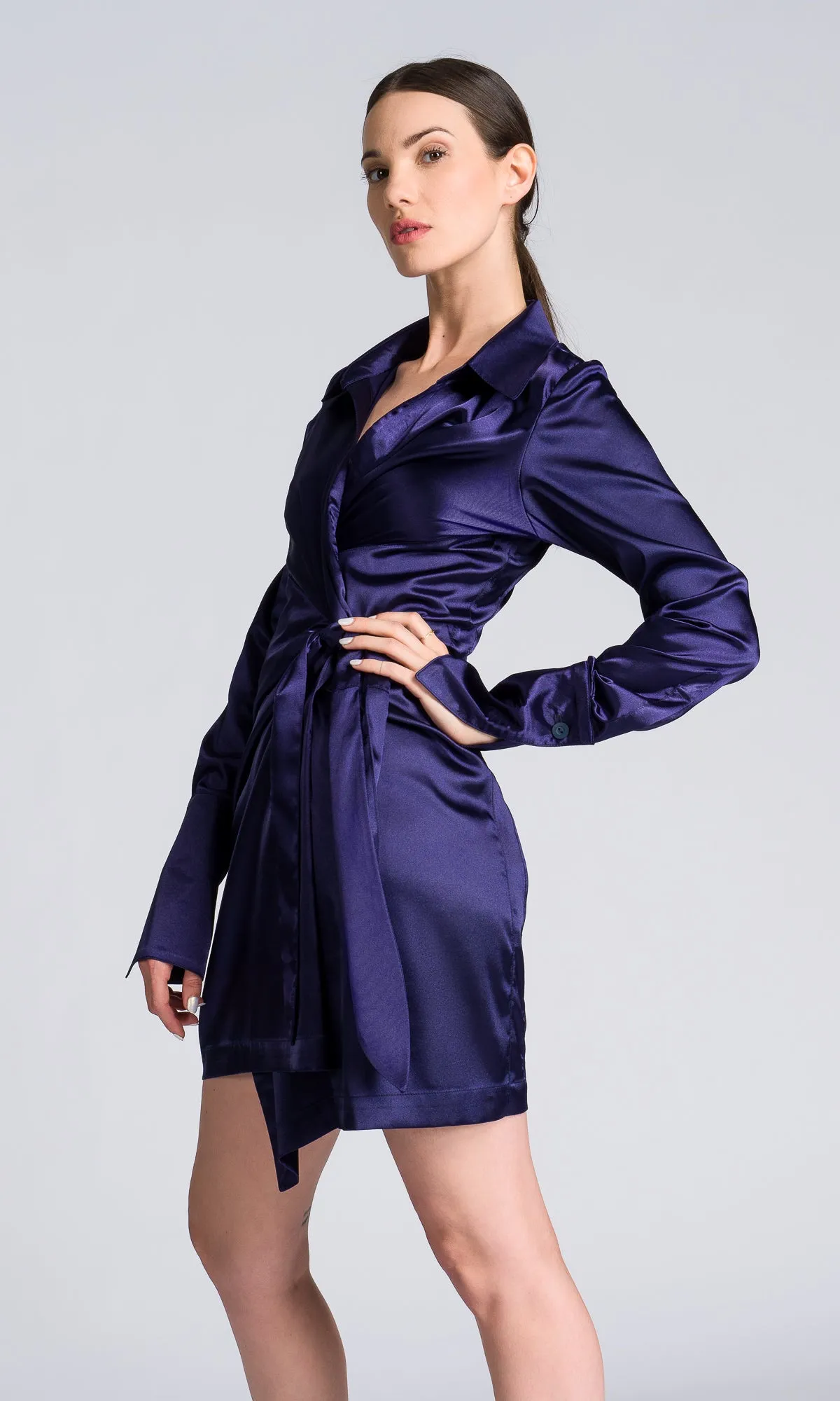 Satin Mini Wrap Dress