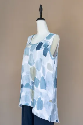 Simply art by Dolcezza - Tank top Linen - Off white blue green