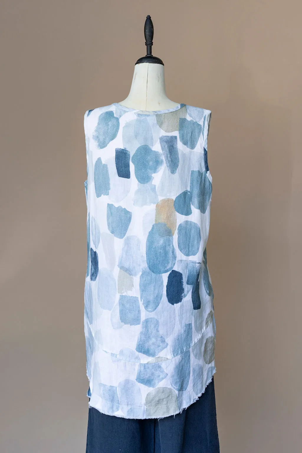 Simply art by Dolcezza - Tank top Linen - Off white blue green