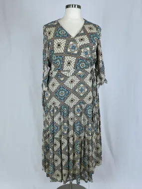 Skies Are Blue Size 2X (22) Cream Patchwork Bohemian Dress