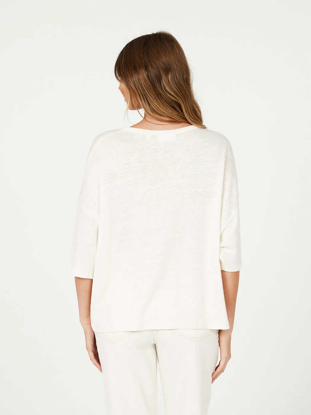 Slouchy Linen Tee - Eggnog