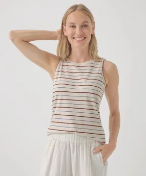 Softspun High Neck Tank - Sandshell Retro Stripe