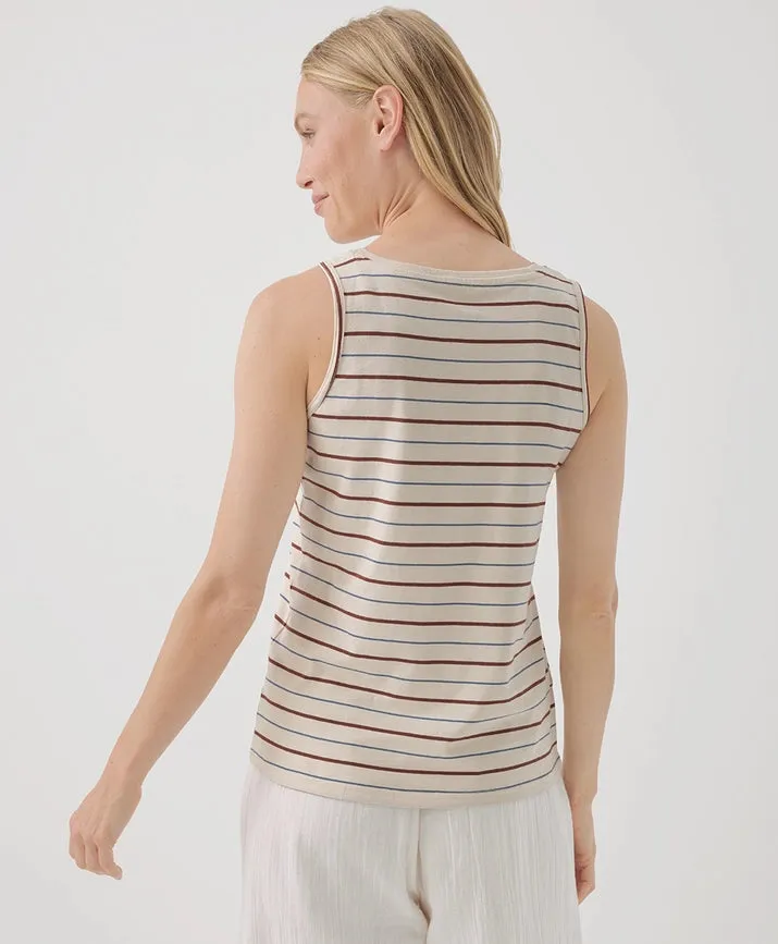 Softspun High Neck Tank - Sandshell Retro Stripe