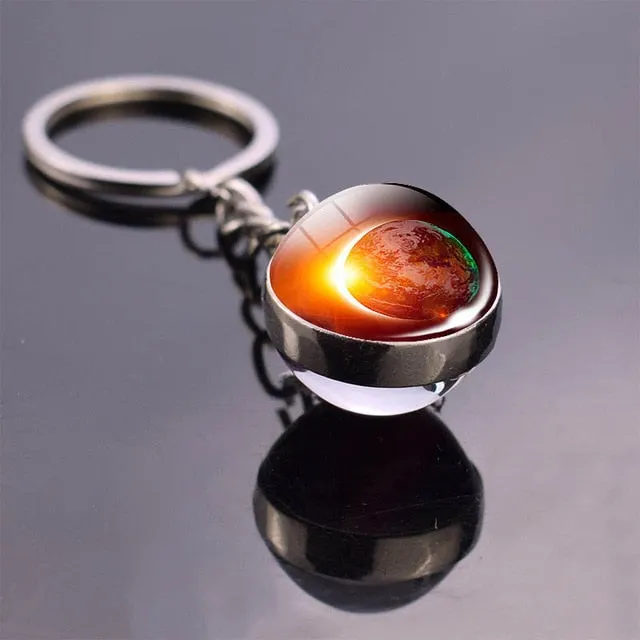 Solar System Planet Keyring Galaxy Nebula Space Keychain