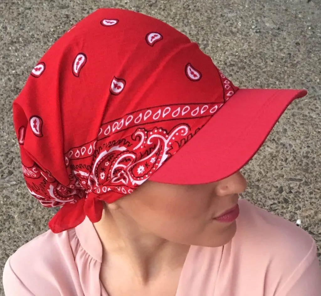 Sun Shade Essential Weekend  Pre-Tied Sun Visor With Cotton Bandana Back | Baseball Cap Visor Scarf Mix