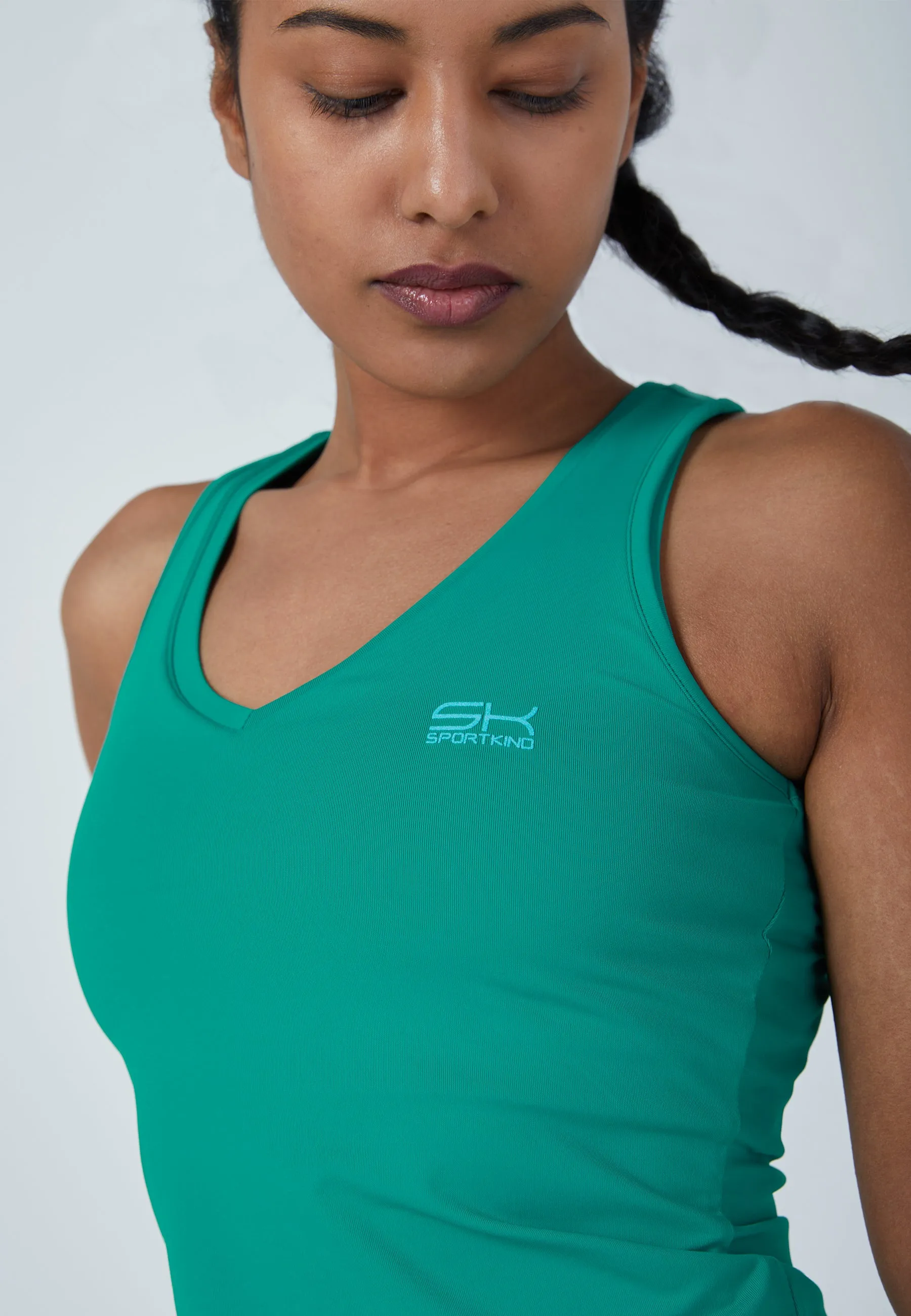 Tennis V-Neck Tank Top with racer back, emerald green