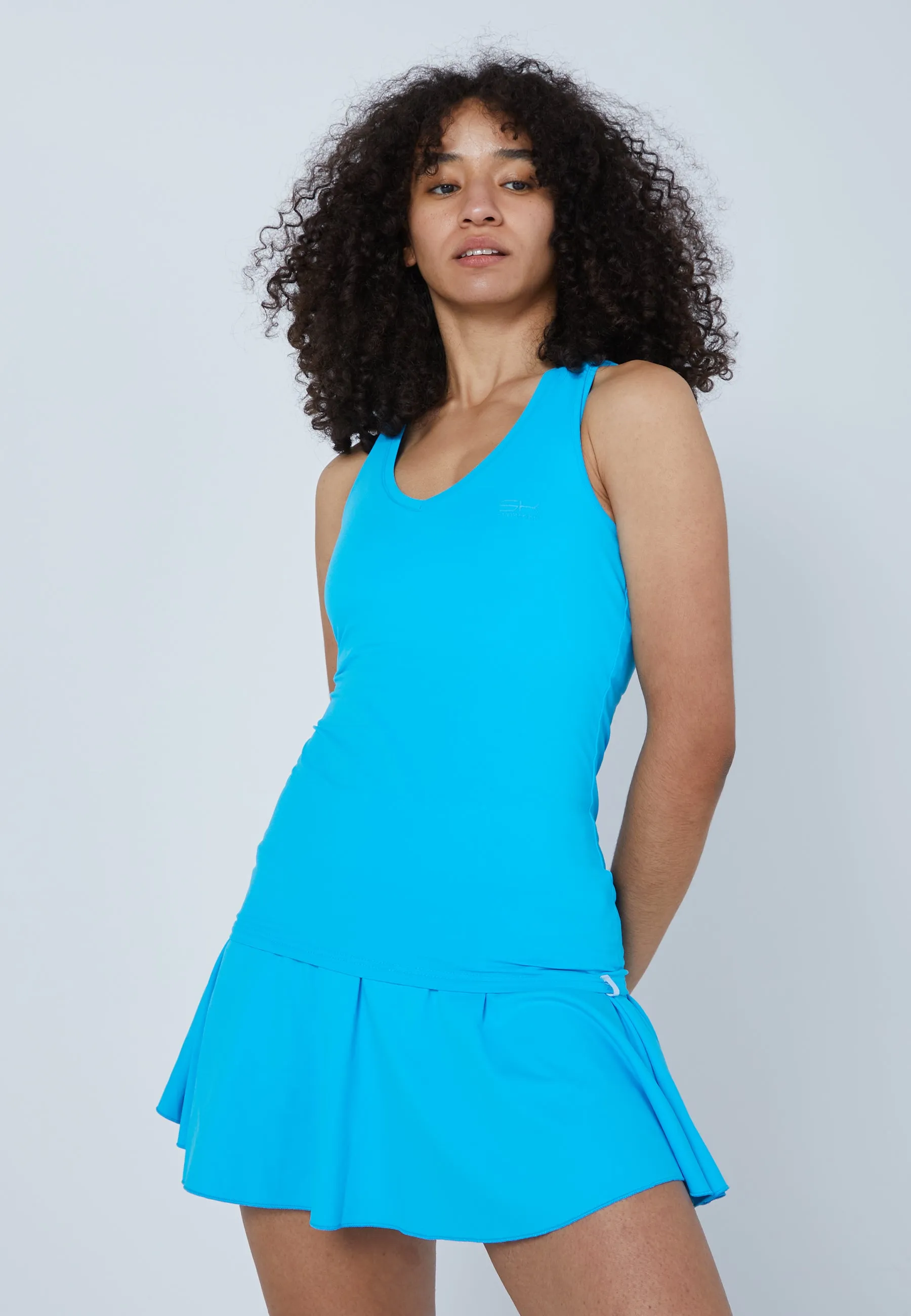 Tennis V-Neck Tank Top with racer turquoise