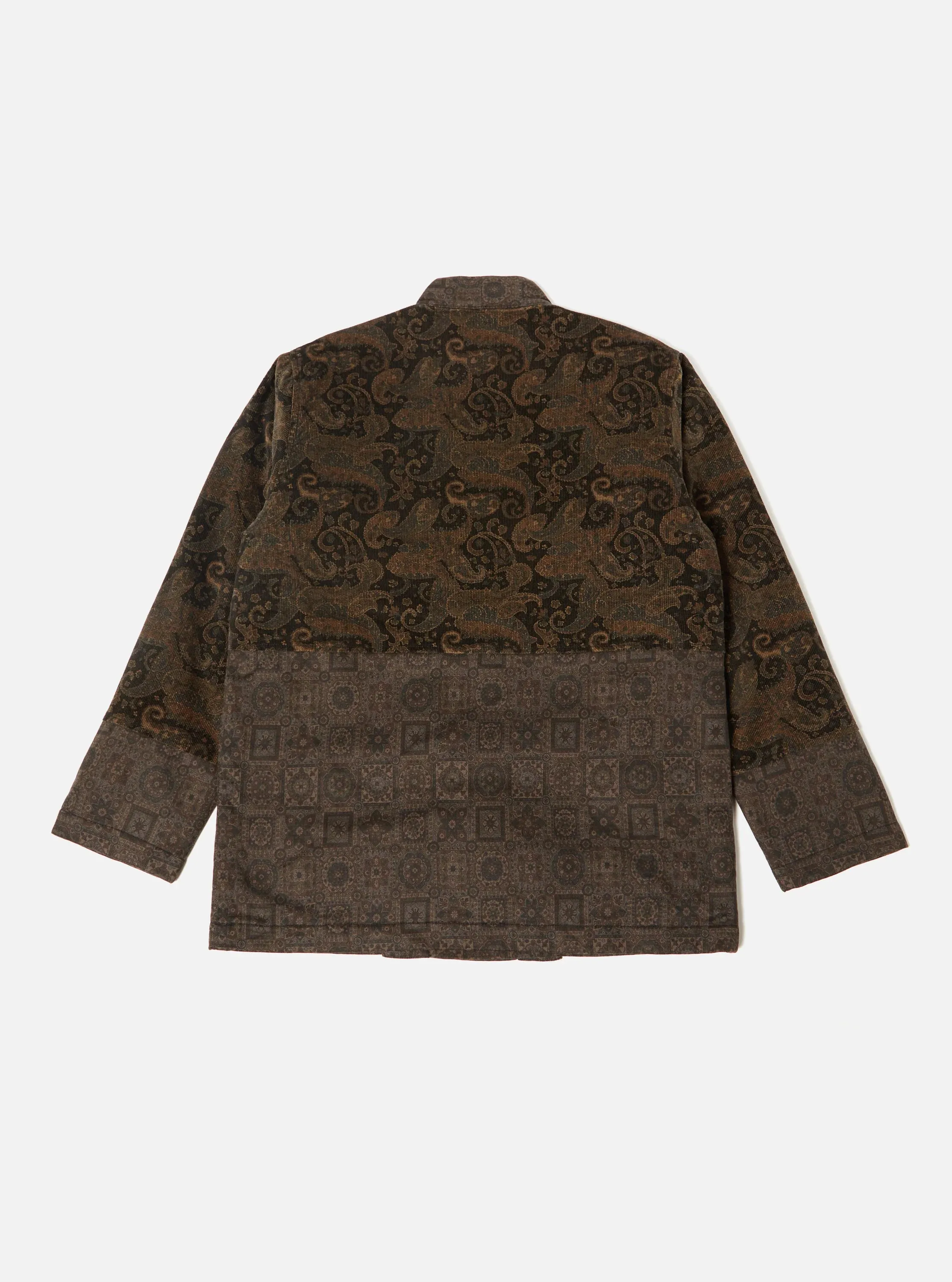 Universal Works, Mixed Kyoto Work Jacket, Black Japanese print, Corduroy