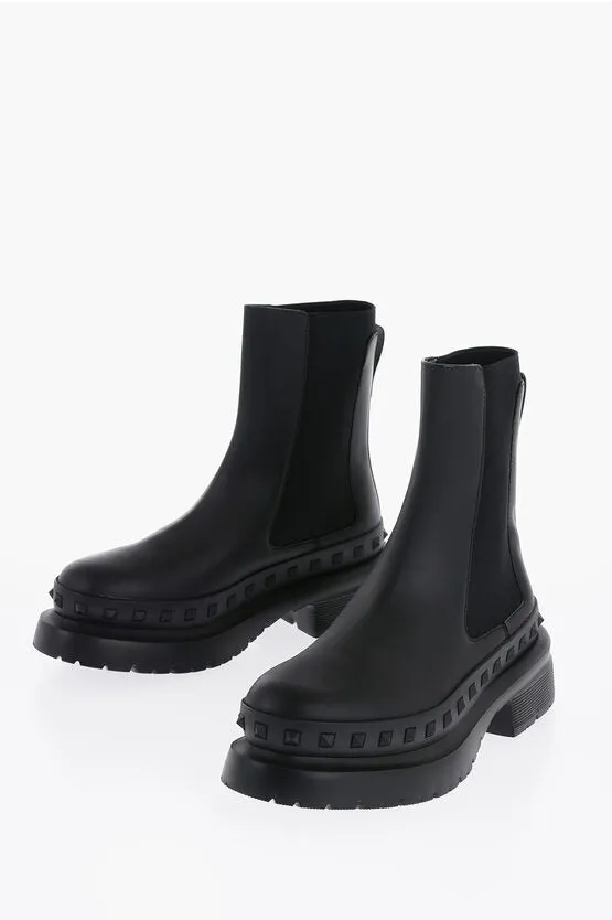 Valentino Chelsea Boots With Stud Details And Tank Sole