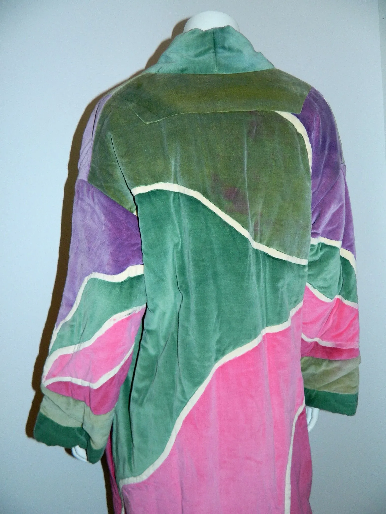 vintage 1970s velvet coat / reversible sleeping bag coat / kimono jacket artist OOAK